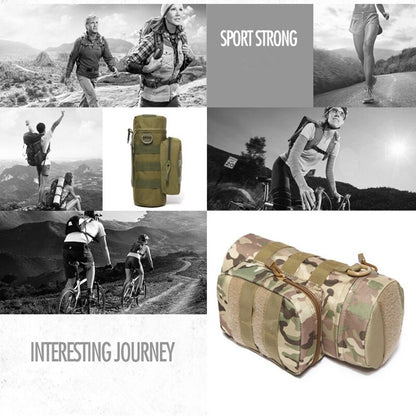 Outdoor Water Bottle Pouch Military Tactical Molle Kettle Case Waist Bag Multifunction Pockets EDC Gear Camping Hiking Riding