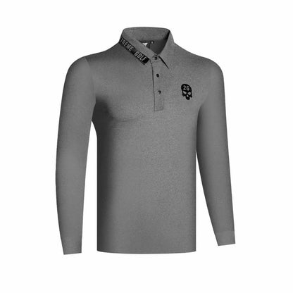 Men's Long Sleeve Golf Sports Shirt Pullover Lapel Versatile Sweater Shirt