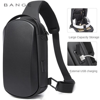 BANGE New Men's Chest Bag Waterproof EVA Hard Shell Shoulder Bag Trend Diagonal Small Bag Chest Bag